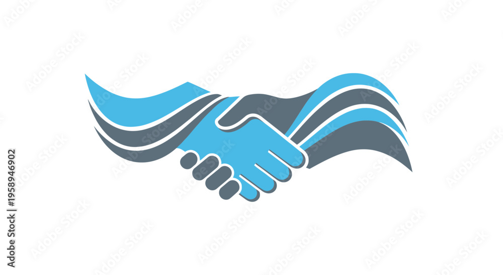 Obraz premium Abstract Partnership Emblem With Handshake Symbol