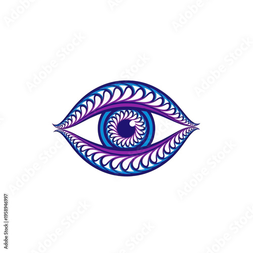 Abstract Stylized Eye With Intricate Blue And Purple Details
