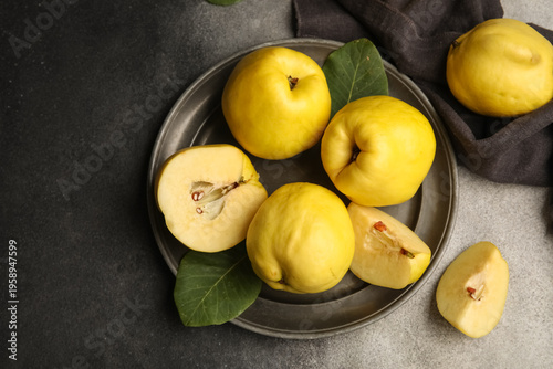 Plate with sweet ripe quinc...