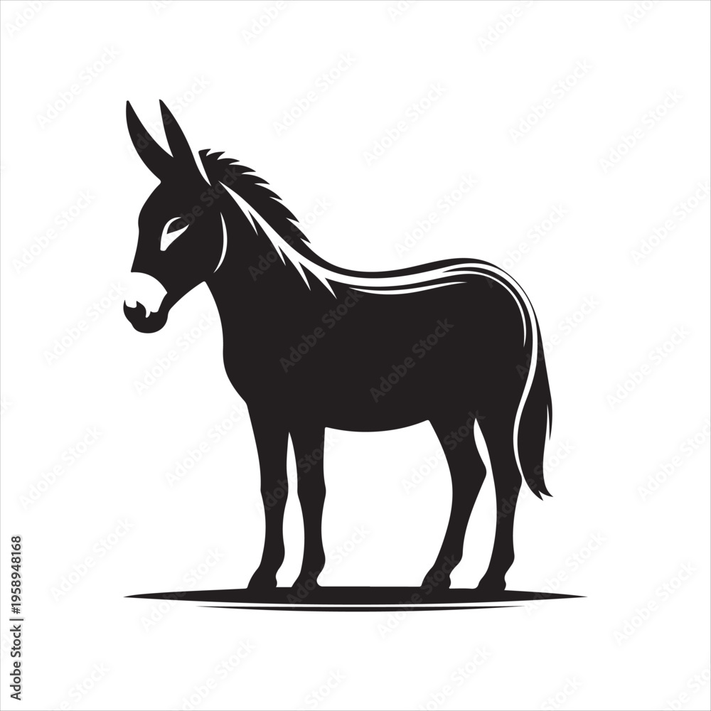 Obraz premium donkey vector silhouette clip art logo design concept illustration idea
