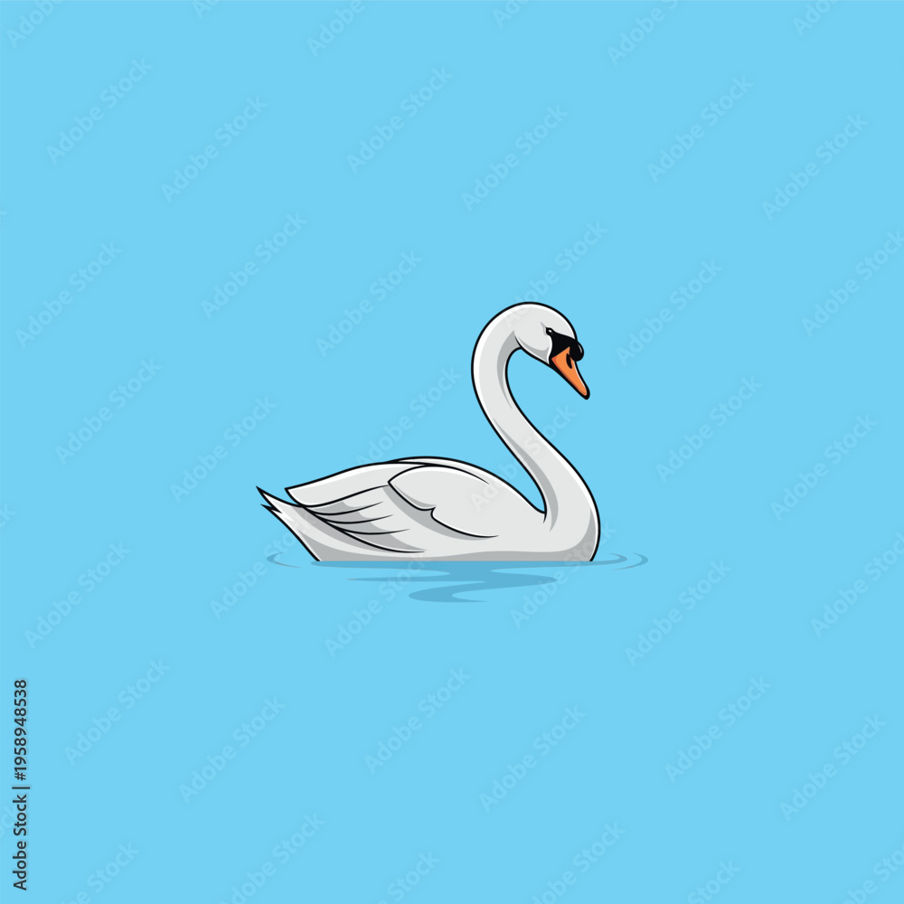 Fototapeta premium White Swan Swimming in Water.