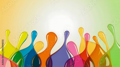 Colorful abstract liquid splashes against a gradient background