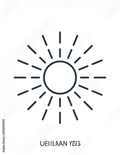 Simple line-art sun illustration with radiating dashed lines and circle
