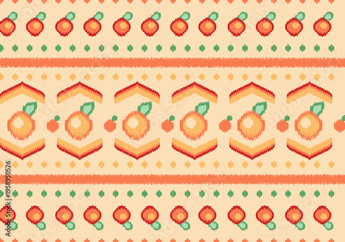 Knitting seamless patterns. Geometric knitted yarn pattern design for wrapping, fabric pattern. Colorful textile and silk pattern for background, wallpaper. Asia knitted fabric pattern for decoration.