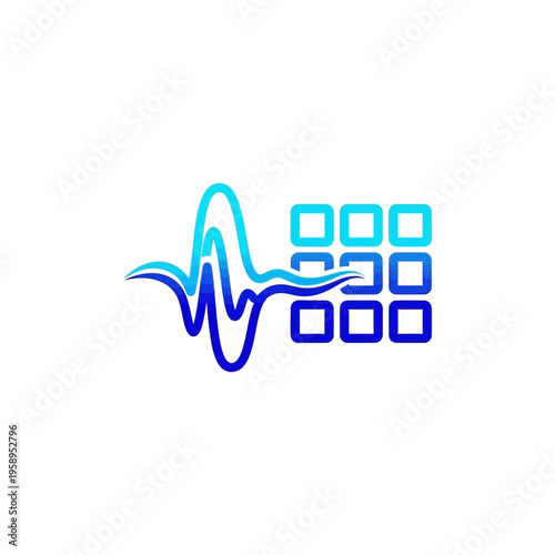 Abstract Waveform And Digital Grid For Audio Technology And Signal Processing