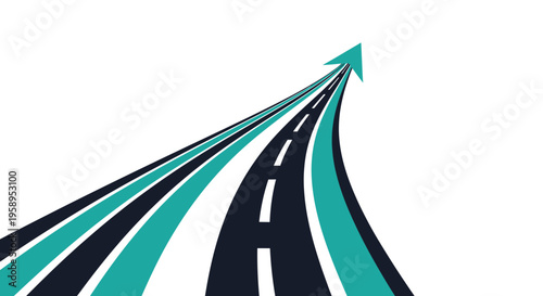 Ascending Highway Arrow Symbolizing Growth and Direction