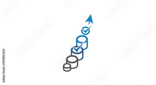 Ascending Progress Bars With Checkmarks And An Upward Arrow Graphic