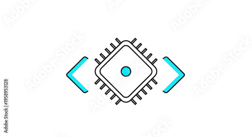 Central Processing Unit Microchip Icon With Coding Brackets