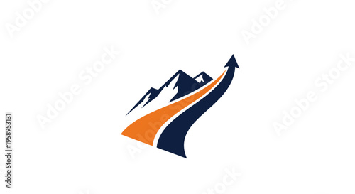 Ascending Mountain Peak With Arrow Symbolizing Growth And Success