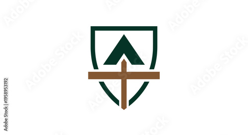 Christian Faith Shield With Arrow Symbol Abstract Design