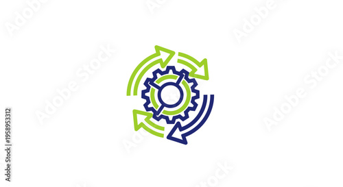 Circular Gear And Arrow Synergy Process Icon