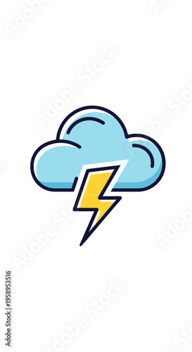 Bold Lightning Bolt Emerging From A Stylized Storm Cloud