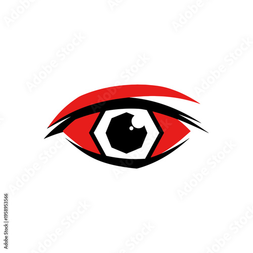 Bold Red And Black Stylized Eye Graphic For Digital Concepts