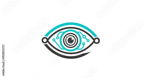 Cybernetic Visionary Eye Logo Design With Circuitry Elements