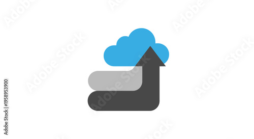 Cloud Upload Icon With Arrow And Layers For Data Transfer And Digital Progress
