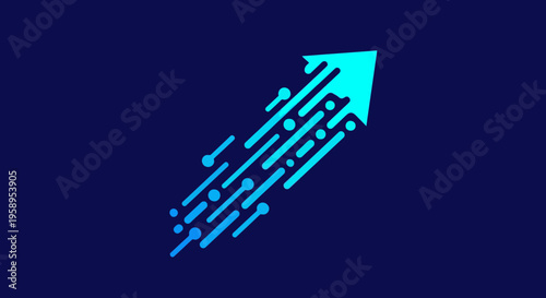 Digital Ascent Arrow With Data Streaks Symbolizing Growth