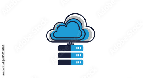 Connected Cloud Server Technology Data Storage Icon