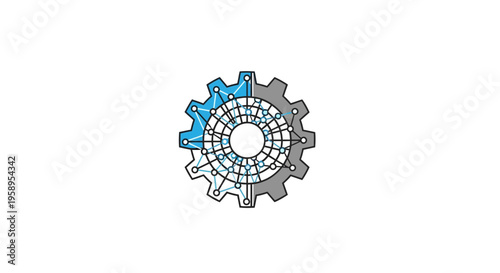 Digital Network Gear Mechanism Symbolizing Technology And Innovation