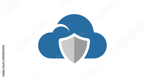Digital Cloud Security Shield Icon Represents Safe Data Storage