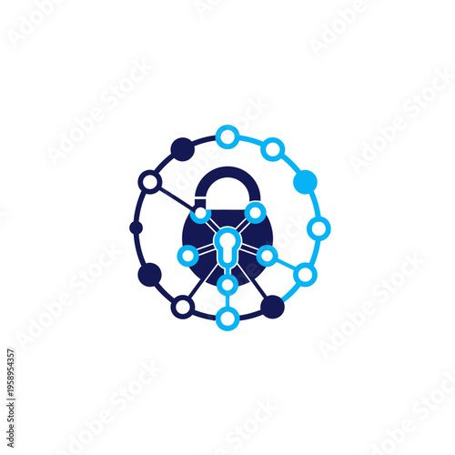 Digital Network Security Lock Icon Cyber Protection Concept