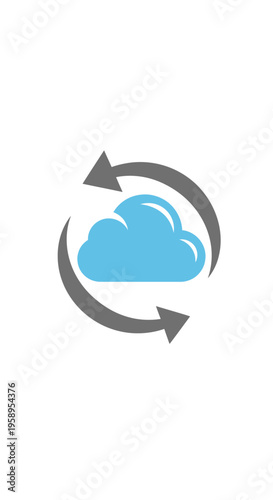 Digital Cloud Syncing Process Automation Icon Vector Art