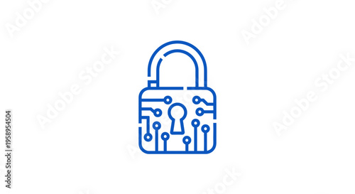 Digital Security Concept Featuring Integrated Circuit Padlock Icon