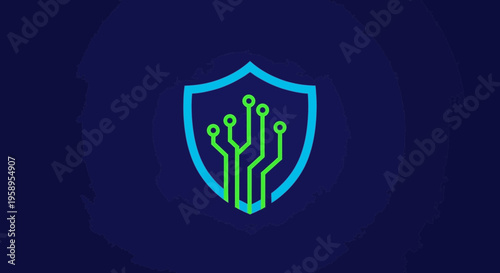 Digital Shield Circuitry Cyber Security Concept Background