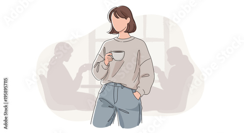 Young Woman Enjoying a Relaxing Moment with a Warm Drink.