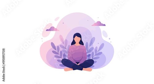 Young Woman Sitting Cross-Legged Using Laptop Computer for Remote Work or Learning.