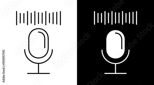 Audio Icon. Two-Tone Version On Black And White Background