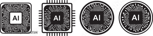 Four different computer chip designs with ai label