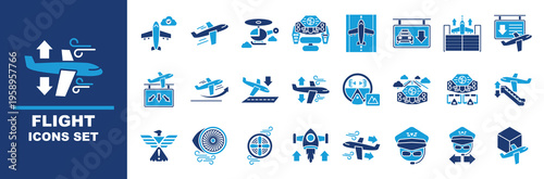 aviation blue combination icon sheet