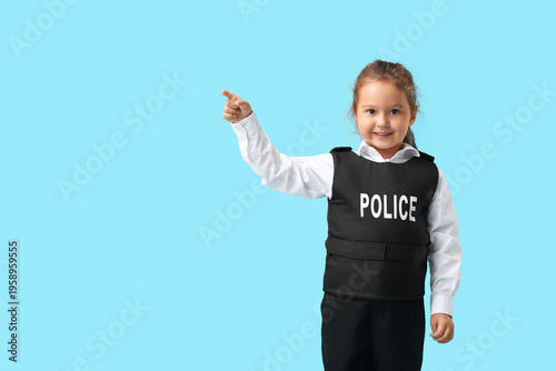 Cute little happy police of...