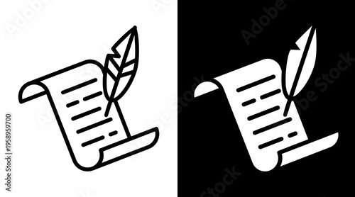 Literature Icon. Two-Tone Version On Black And White Background