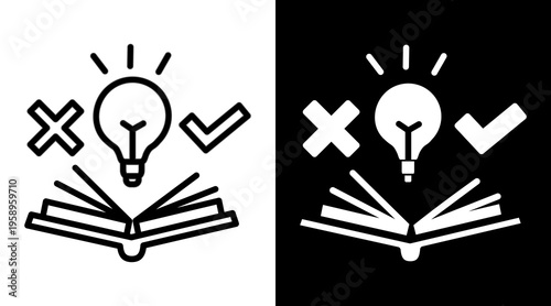 Feasibility Icon. Two-Tone Version On Black And White Background