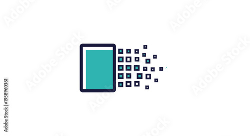 Digital Transformation Abstract Icon Data Dissolving Element Technology Symbol