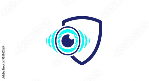 Digital Surveillance Shield Eye Icon Concept