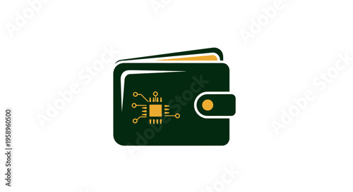 Digital Wallet Icon With Circuit Board Elements