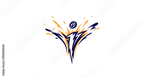 Dynamic Abstract Figure Bursting With Energy Lightning Bolt Icon