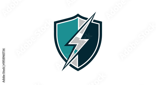 Dynamic Lightning Bolt Shield Emblem For Security And Power