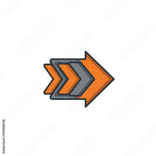 Dynamic Orange And Gray Chevron Arrow For Progress And Directional Movement