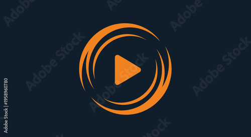 Dynamic Play Button Logo Abstract Swirls Technology
