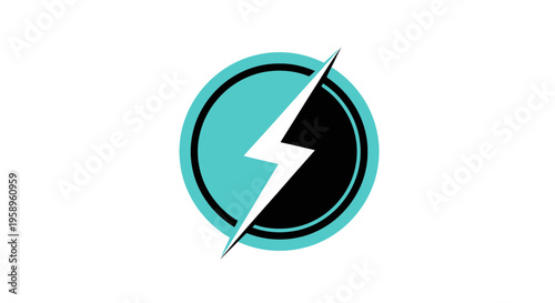 Dynamic Energy Bolt Symbol In A Circular Emblem