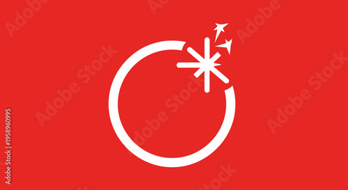 Dynamic Exploding Circle With Starburst On Red Background