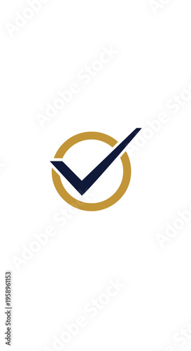 Elegant Checkmark Within Golden Circle Symbolizing Success And Completion