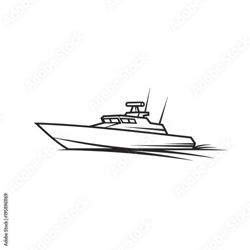 speedboat sailing fast on water, motorboat