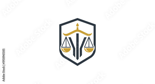 Elegant Scales Of Justice Emblem Emblematic Representation Of Law And Order