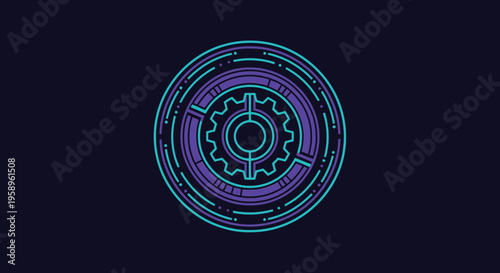 Futuristic Gear Symbol Technology Abstract Circular Design