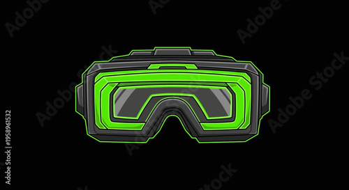 Futuristic Goggle Design With Neon Green Accents On Black