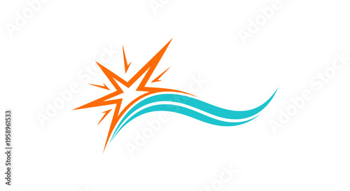 Energetic Starburst Wave Abstract Logo Design